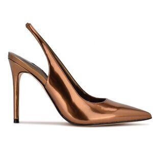 Nine West Bronze Feather Pointy Toe Slingback Pumps